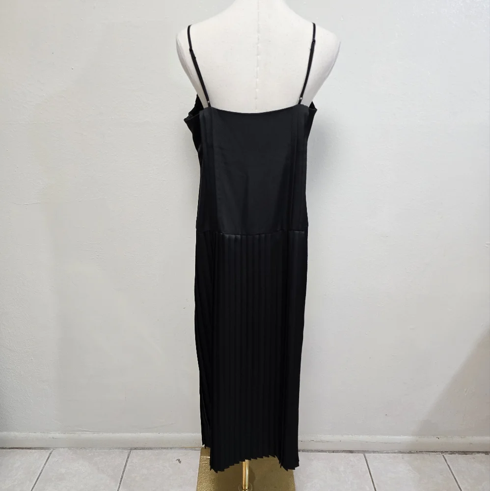 Rebecca Taylor Satin Pleated Slip Dress Black Size 8